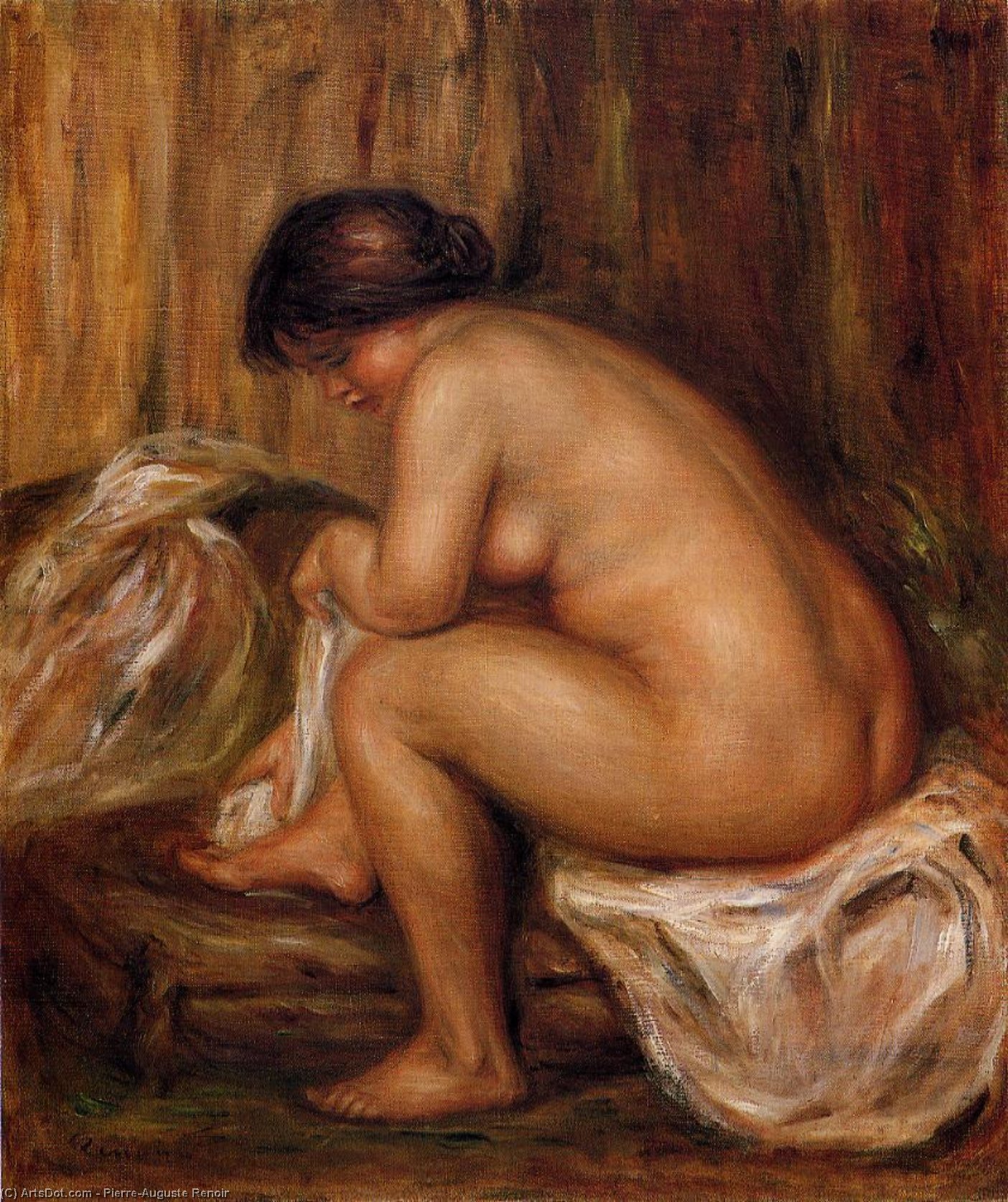 WikiOO.org - 百科事典 - 絵画、アートワーク Pierre-Auguste Renoir - 後 水浴び