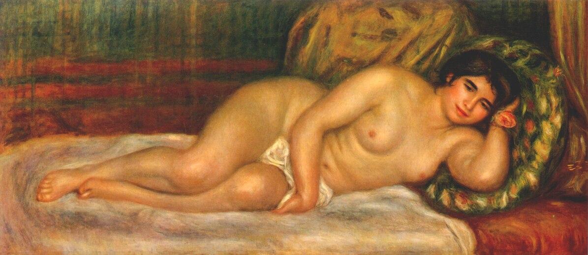 Wikoo.org - موسوعة الفنون الجميلة - اللوحة، العمل الفني Pierre-Auguste Renoir - Reclining nude (gabrielle)