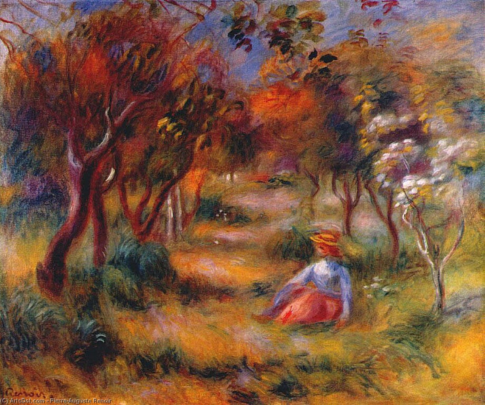 WikiOO.org – 美術百科全書 - 繪畫，作品 Pierre-Auguste Renoir - 的Le Jardin 德  啦  波斯特  在Cagnes