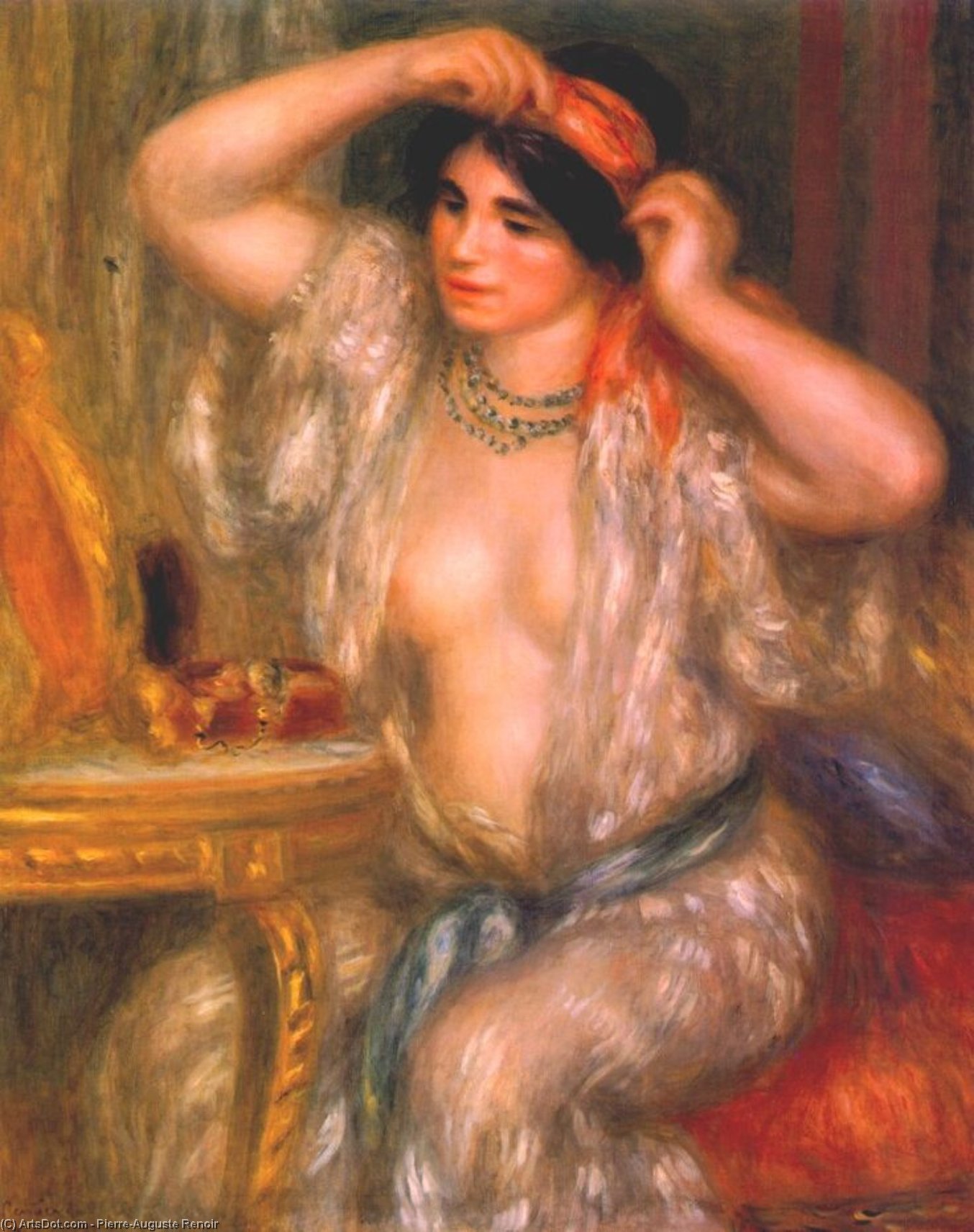 WikiOO.org - Enciclopédia das Belas Artes - Pintura, Arte por Pierre-Auguste Renoir - Gabrielle at the mirror