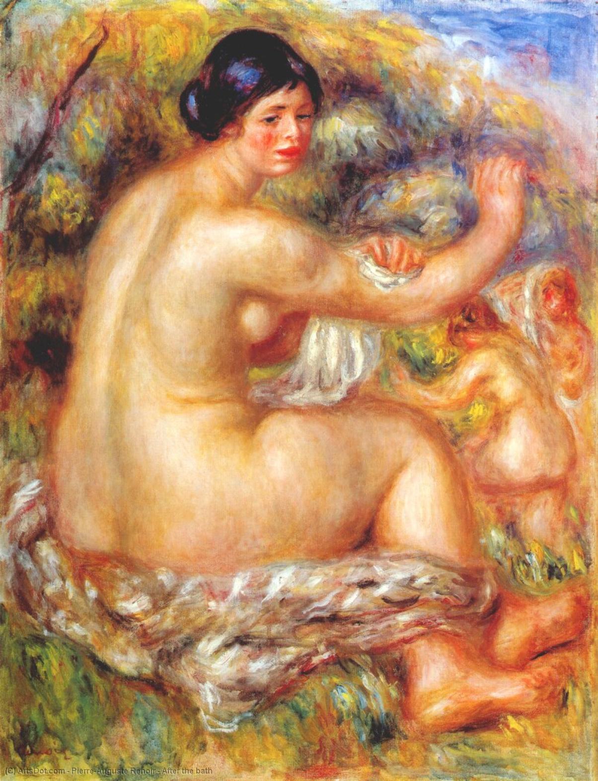 Wikoo.org - موسوعة الفنون الجميلة - اللوحة، العمل الفني Pierre-Auguste Renoir - After the bath
