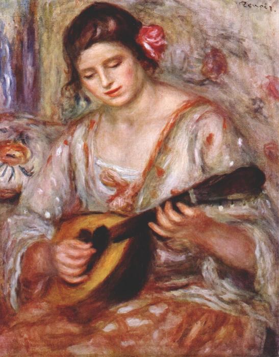WikiOO.org - Encyclopedia of Fine Arts - Schilderen, Artwork Pierre-Auguste Renoir - Girl with a mandolin