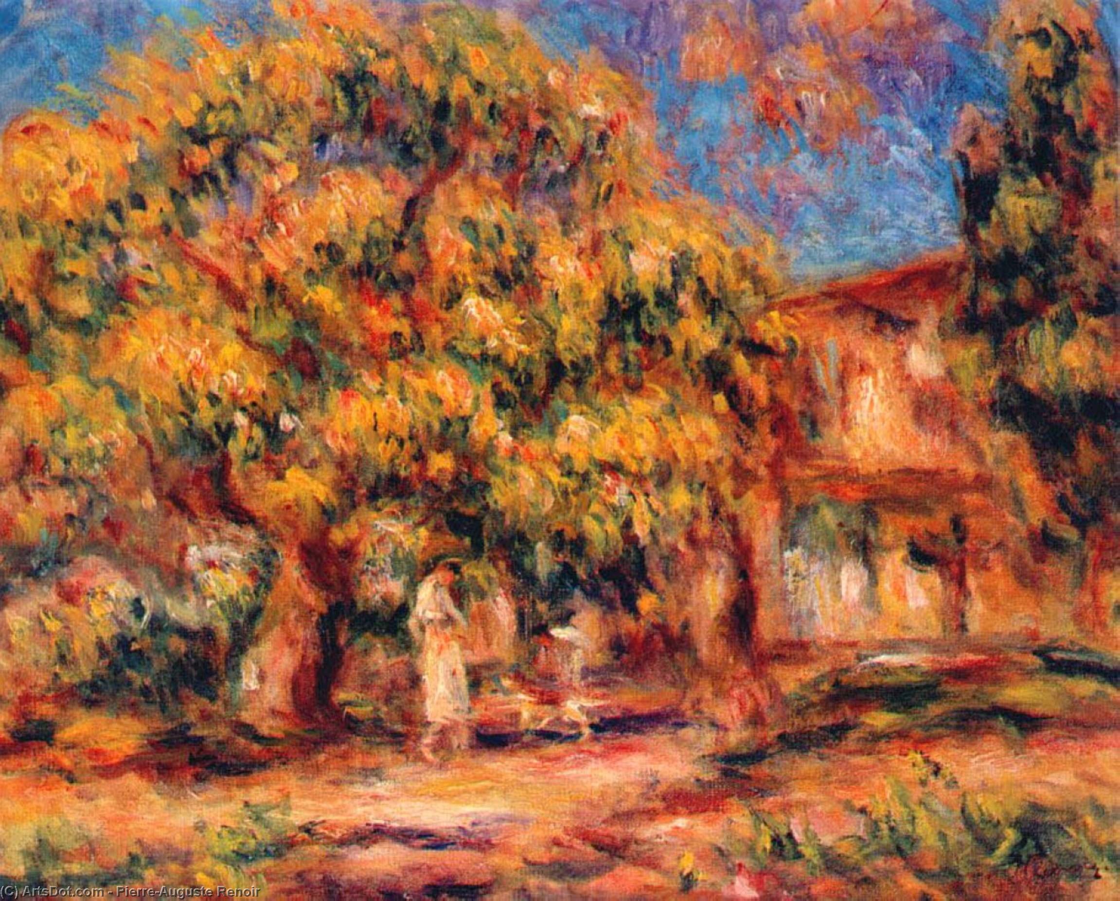 WikiOO.org – 美術百科全書 - 繪畫，作品 Pierre-Auguste Renoir - 石灰 树  和  农舍
