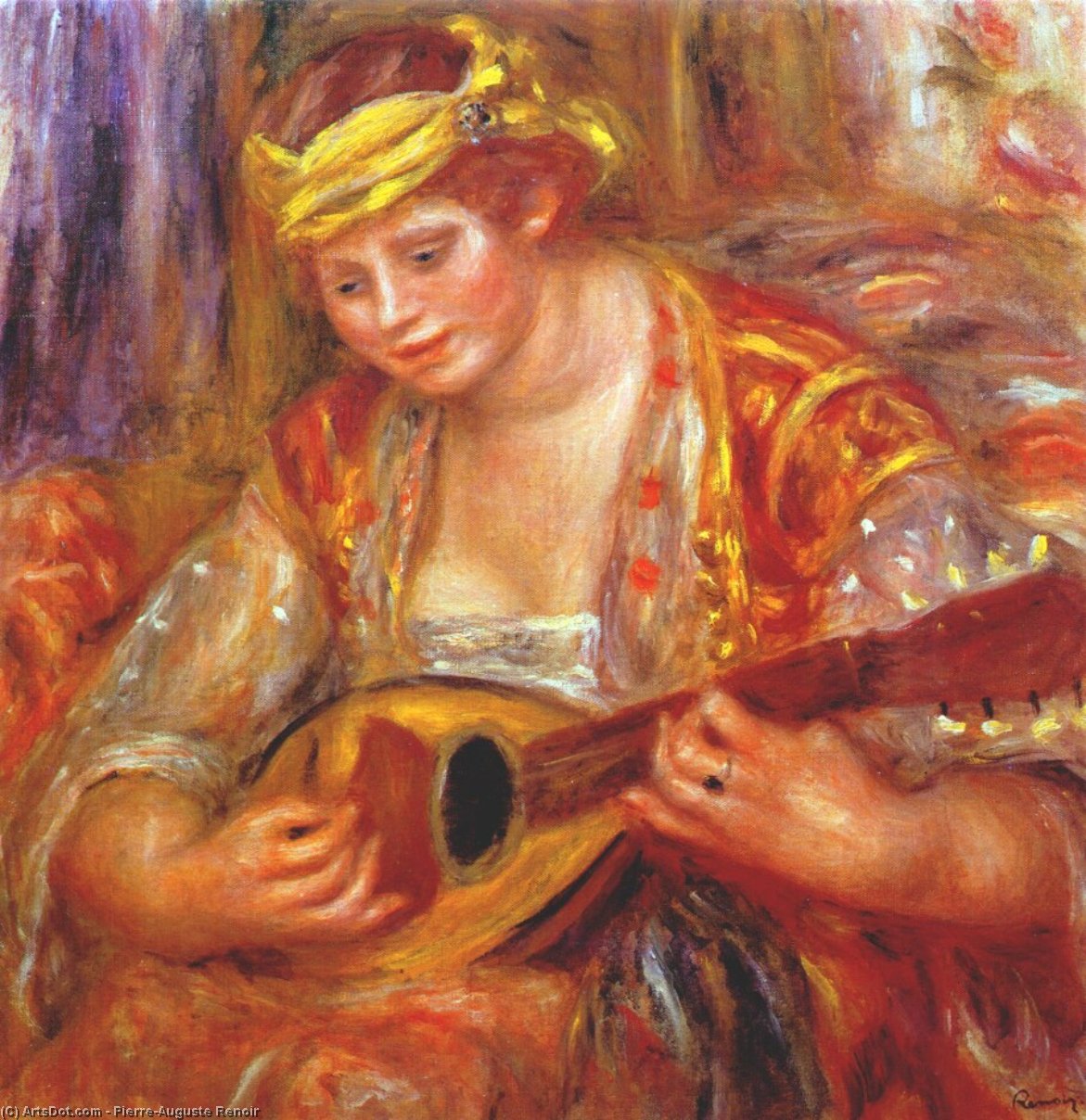 Wikioo.org - The Encyclopedia of Fine Arts - Painting, Artwork by Pierre-Auguste Renoir - Woman with a mandolin