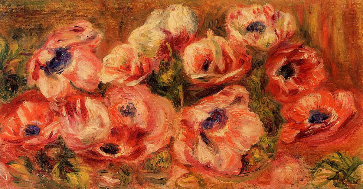 Wikoo.org - موسوعة الفنون الجميلة - اللوحة، العمل الفني Pierre-Auguste Renoir - Anemones