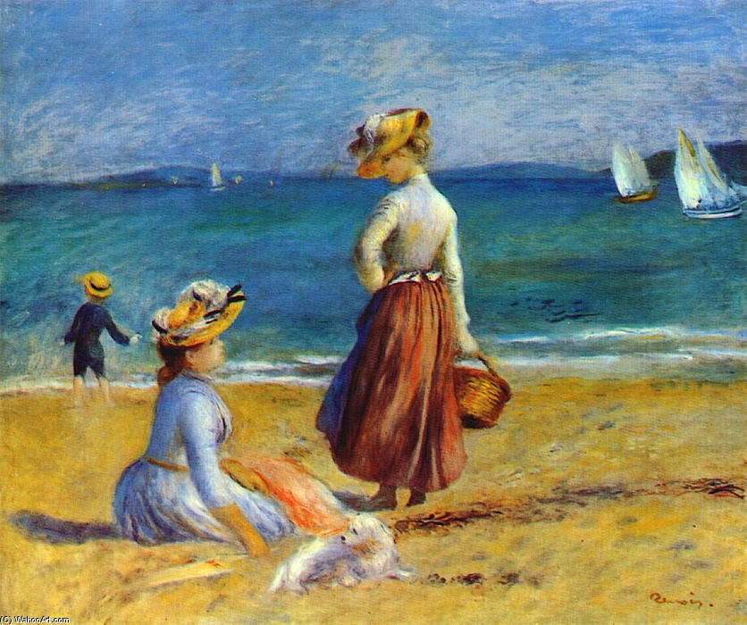 Wikioo.org - The Encyclopedia of Fine Arts - Painting, Artwork by Pierre-Auguste Renoir - Figures on the Beach
