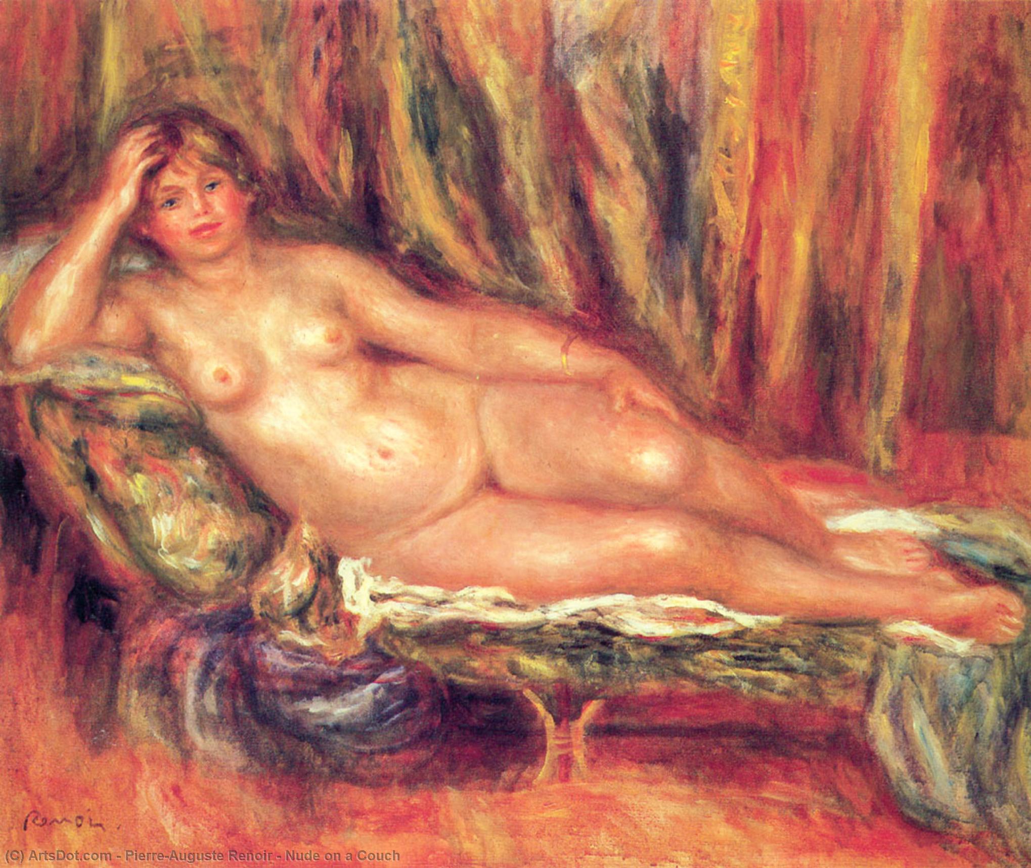 Wikioo.org - Bách khoa toàn thư về mỹ thuật - Vẽ tranh, Tác phẩm nghệ thuật Pierre-Auguste Renoir - Nude on a Couch