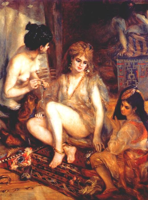 Wikoo.org - موسوعة الفنون الجميلة - اللوحة، العمل الفني Pierre-Auguste Renoir - The Harem (Parisian Women Dresses as Algerians)