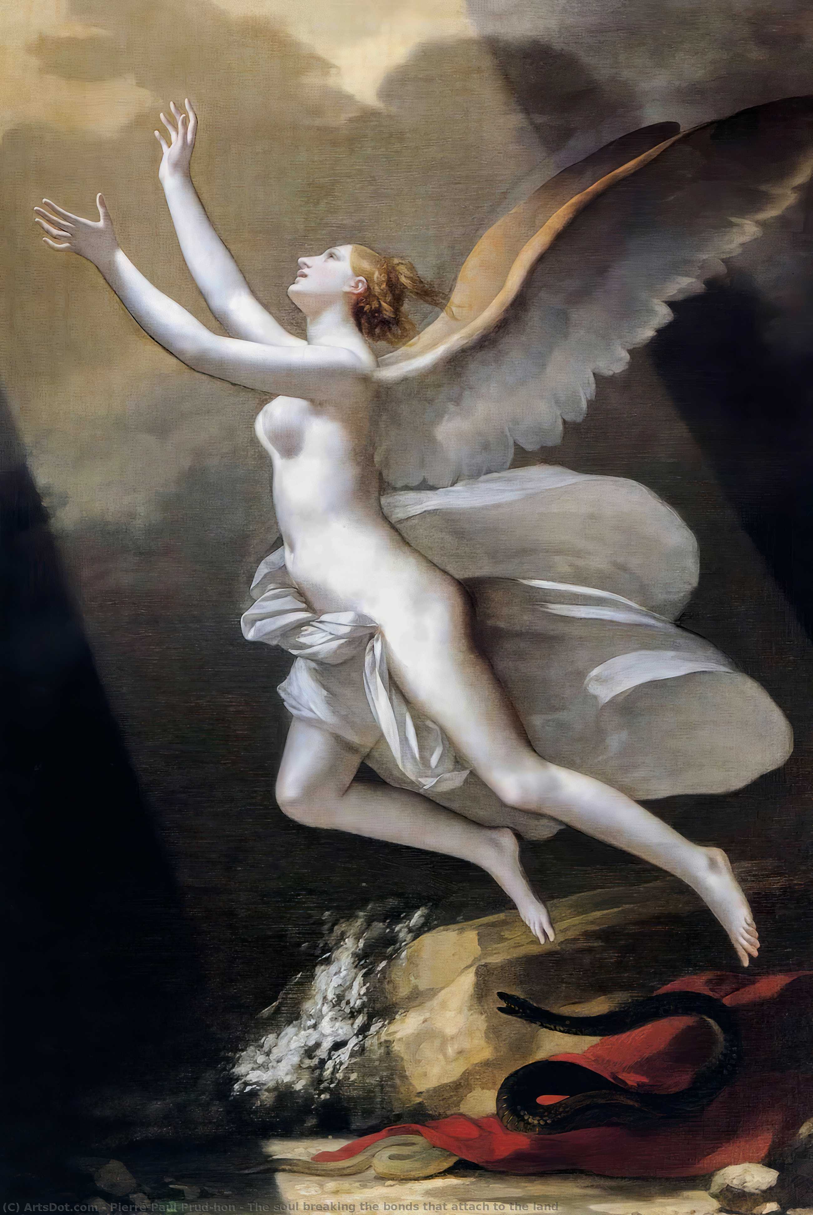 WikiOO.org - Encyclopedia of Fine Arts - Schilderen, Artwork Pierre-Paul Prud'hon - The soul breaking the bonds that attach to the land