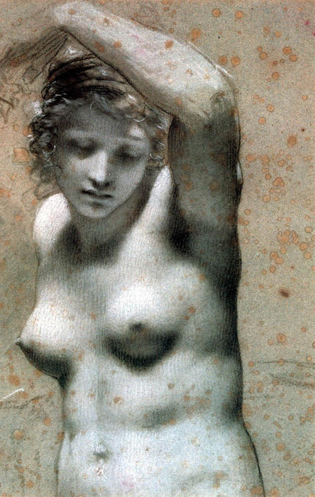 Wikioo.org - The Encyclopedia of Fine Arts - Painting, Artwork by Pierre-Paul Prud'hon - Female Nude Raising her Arm