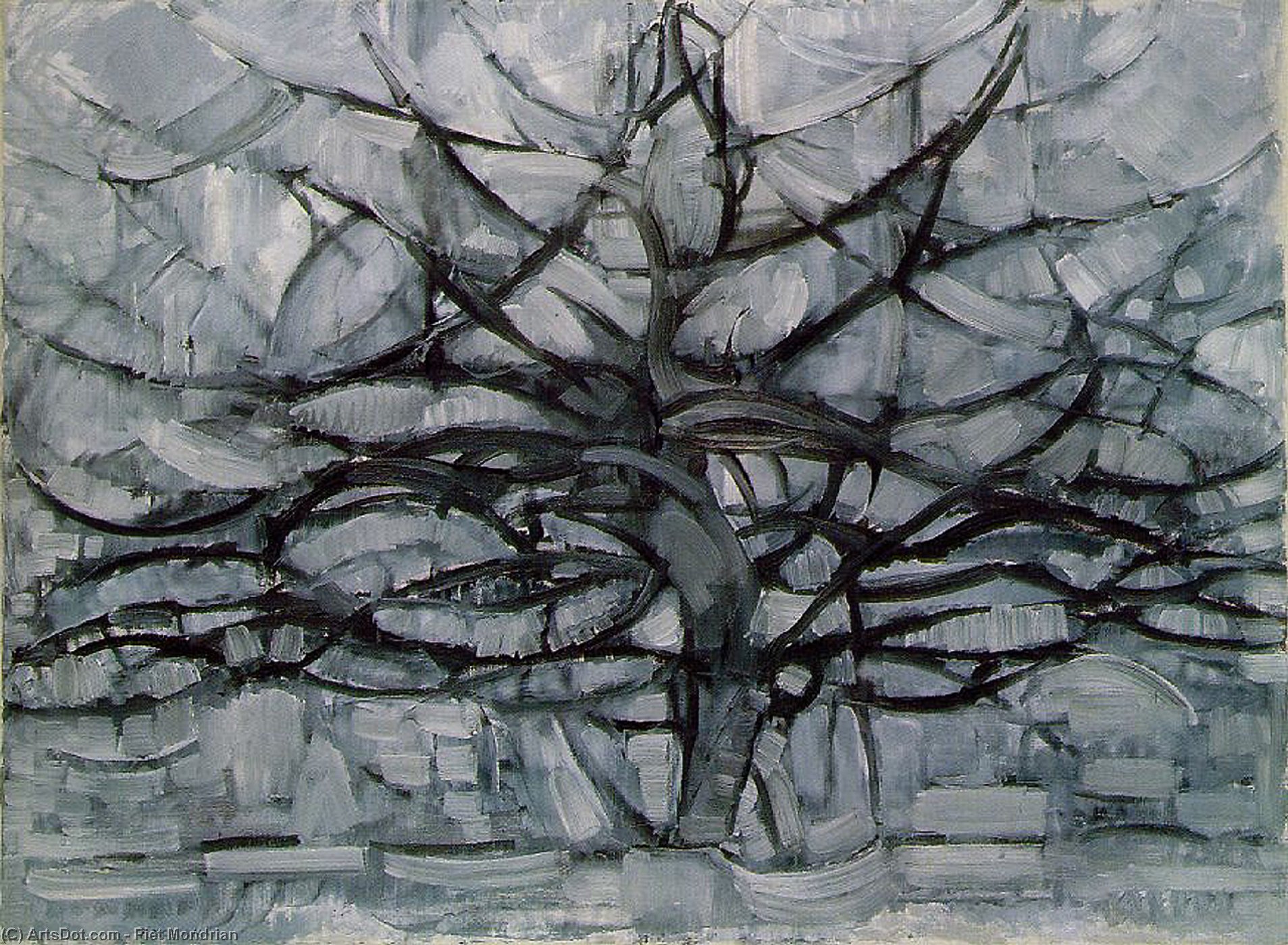 WikiOO.org - Encyclopedia of Fine Arts - Maalaus, taideteos Piet Mondrian - The Gray Tree