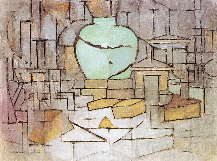 WikiOO.org - Энциклопедия изобразительного искусства - Живопись, Картины  Piet Mondrian - натюрморт с Gingerpot 2