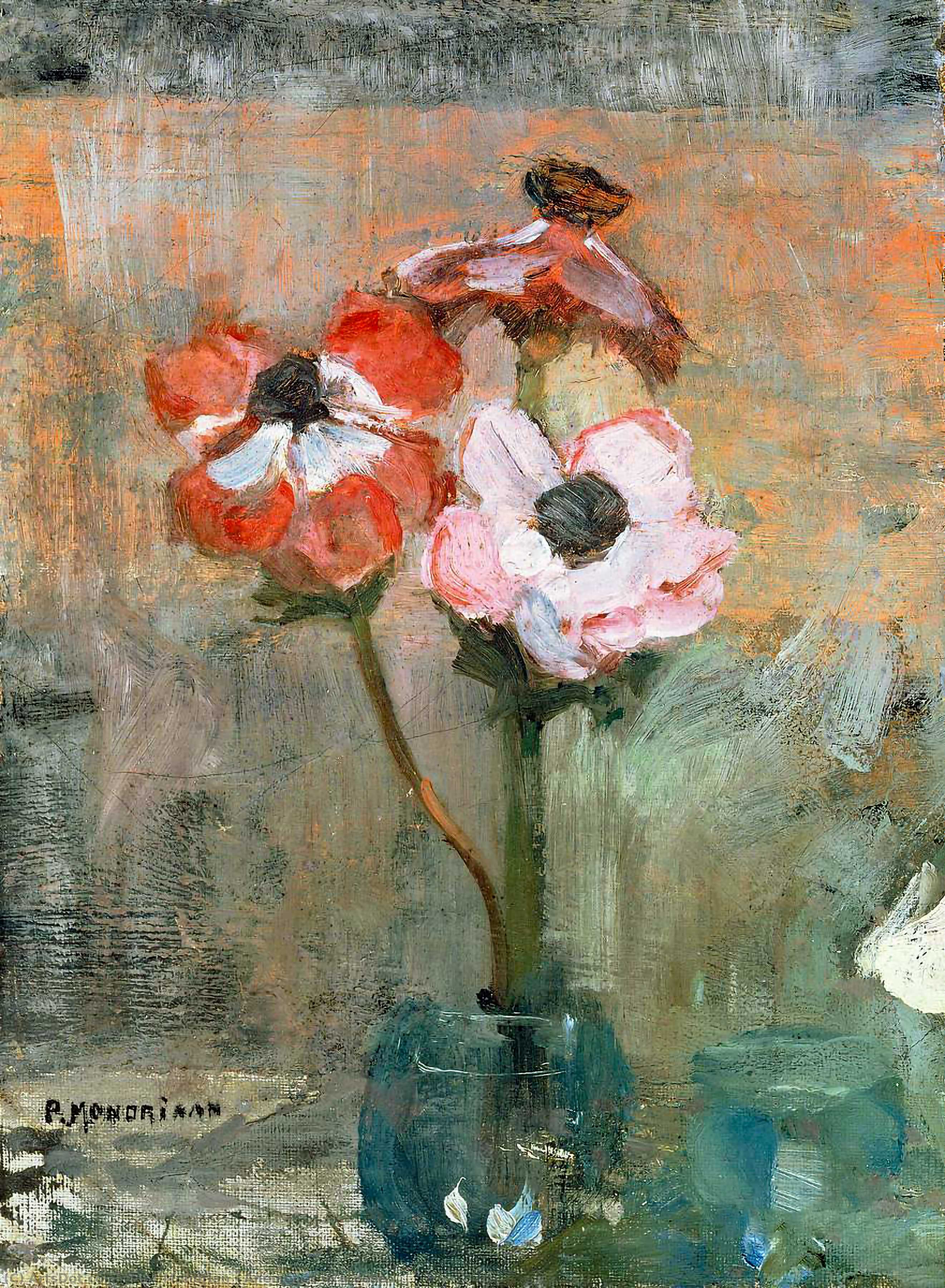 WikiOO.org - Enciclopedia of Fine Arts - Pictura, lucrări de artă Piet Mondrian - Anemones in a Vase