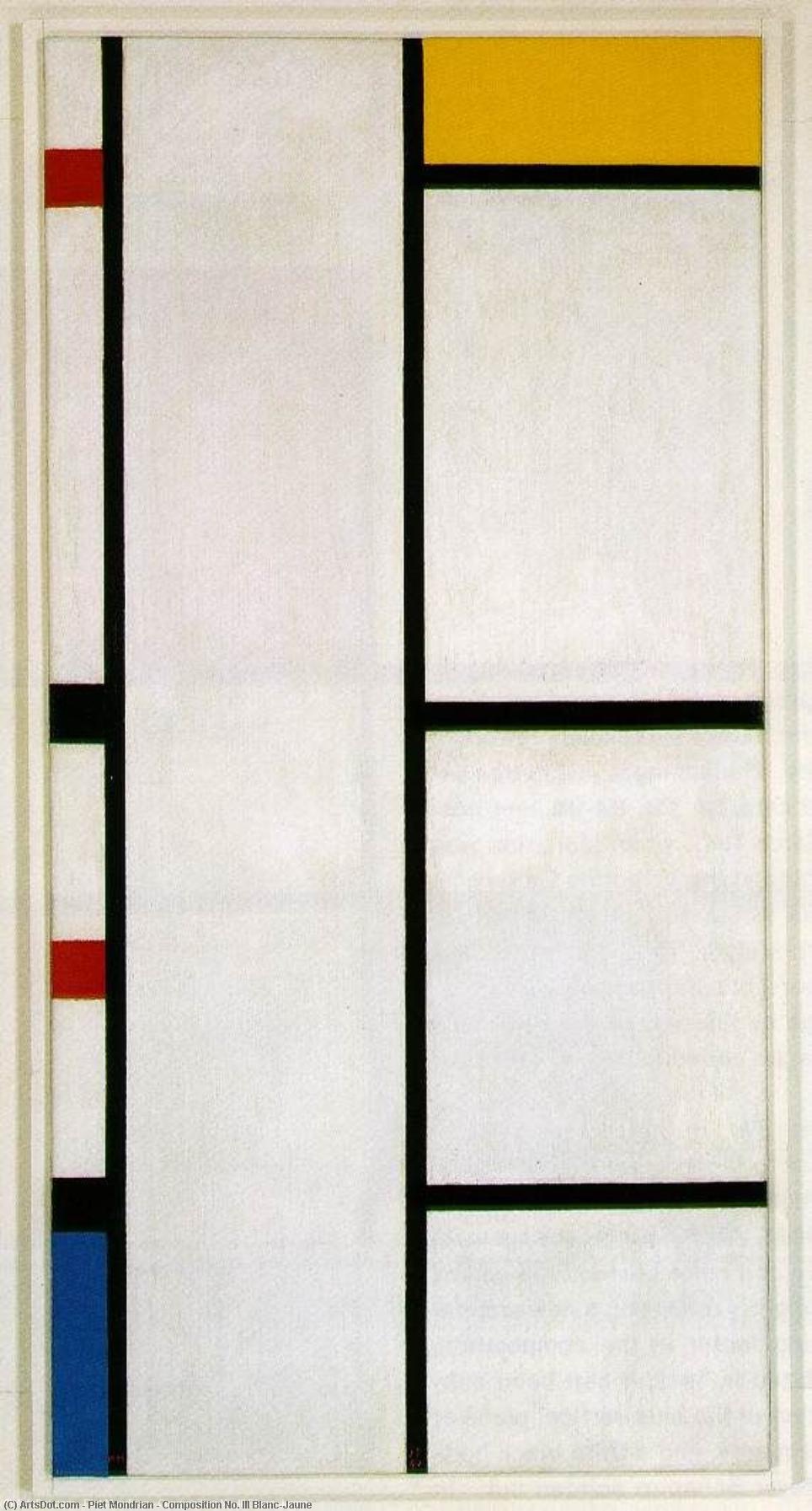 Wikioo.org – La Enciclopedia de las Bellas Artes - Pintura, Obras de arte de Piet Mondrian - composición nº . III VOL Blanc-Jaune