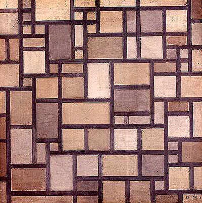 Wikioo.org – L'Enciclopedia delle Belle Arti - Pittura, Opere di Piet Mondrian - Composizione luce  colore  piani  con  Grigio  contorni