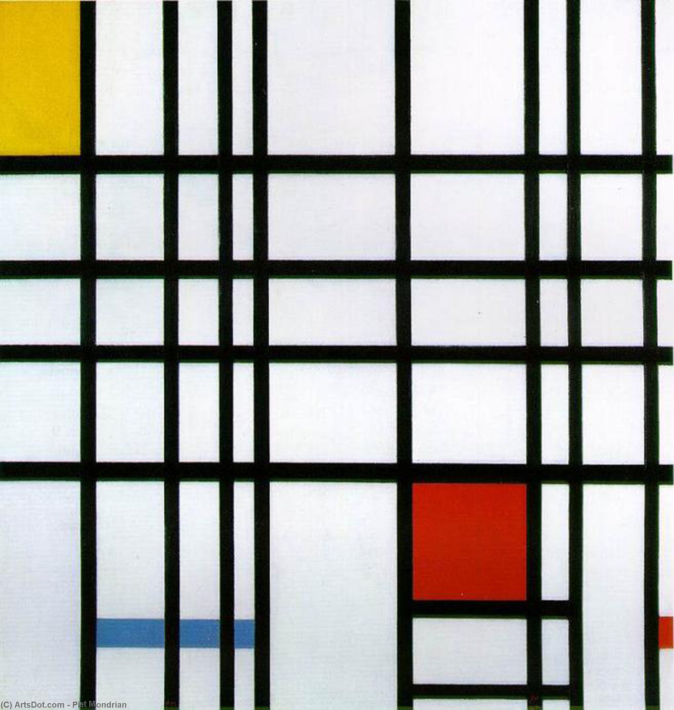 Wikioo.org – L'Enciclopedia delle Belle Arti - Pittura, Opere di Piet Mondrian - Composizione con rosso giallo  e le  azzurro