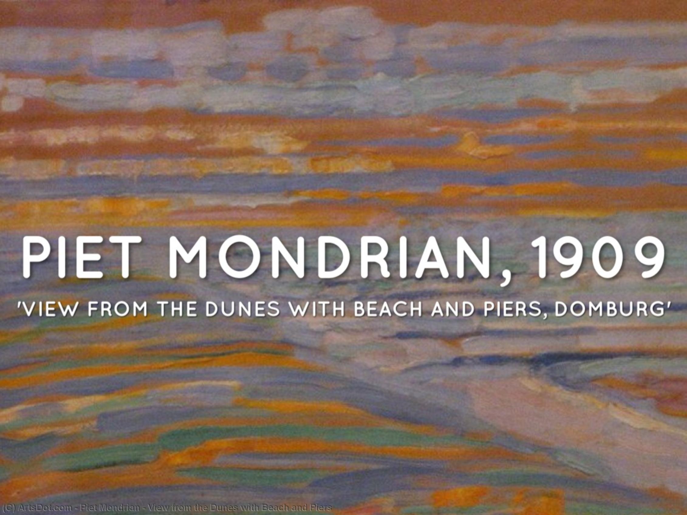 Wikioo.org – La Enciclopedia de las Bellas Artes - Pintura, Obras de arte de Piet Mondrian - vista desde la dunas  enestado  Playa  asícomo  Muelles