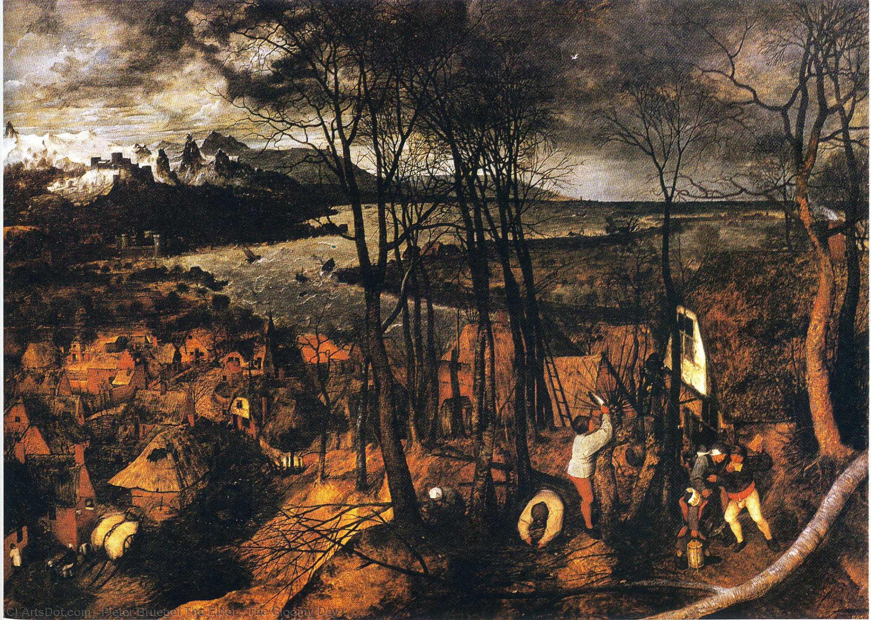 WikiOO.org - Энциклопедия изобразительного искусства - Живопись, Картины  Pieter Bruegel The Elder - сумрачный сутки