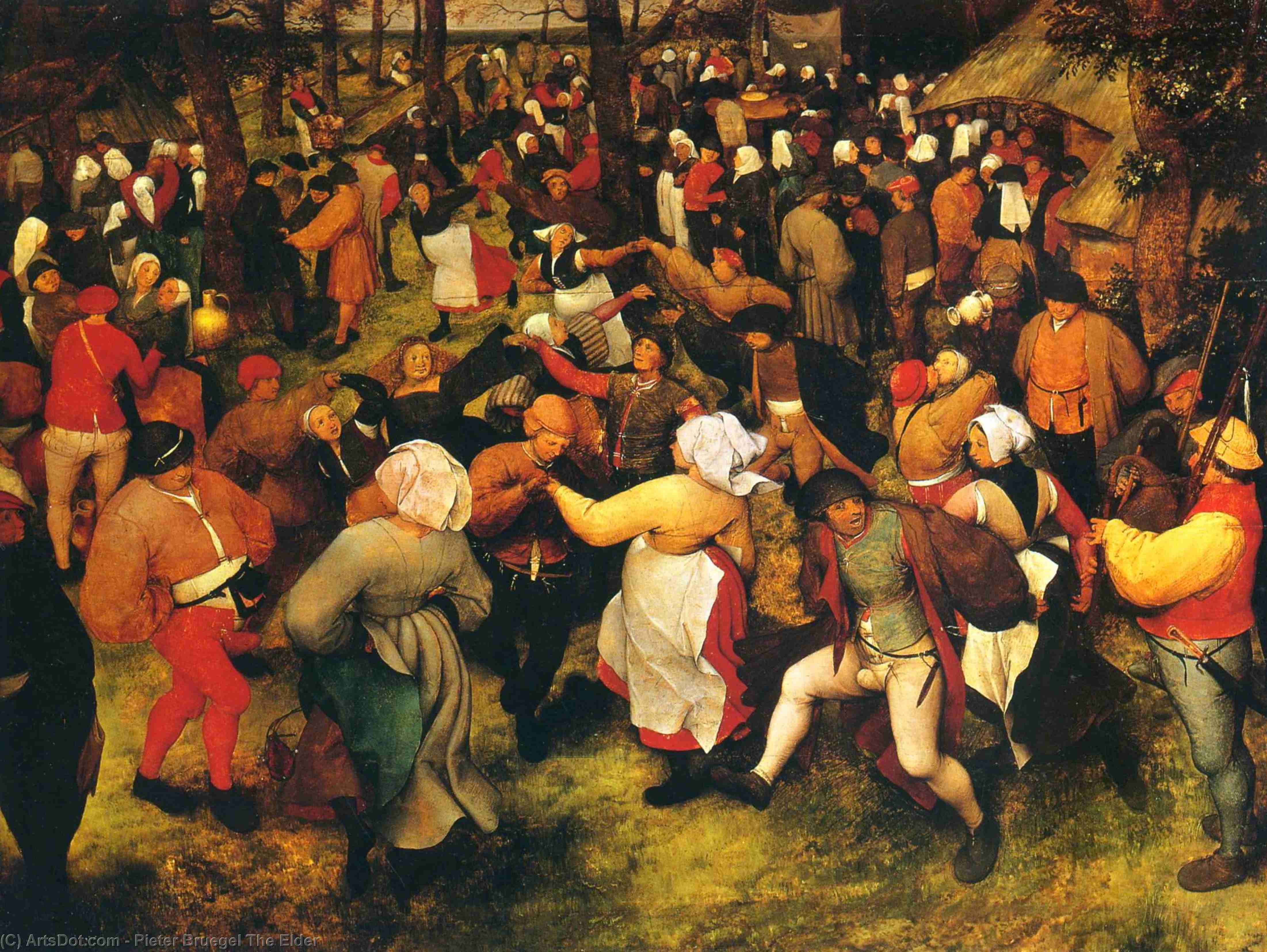 WikiOO.org - Encyclopedia of Fine Arts - Maleri, Artwork Pieter Bruegel The Elder - The Wedding Dance in the open air