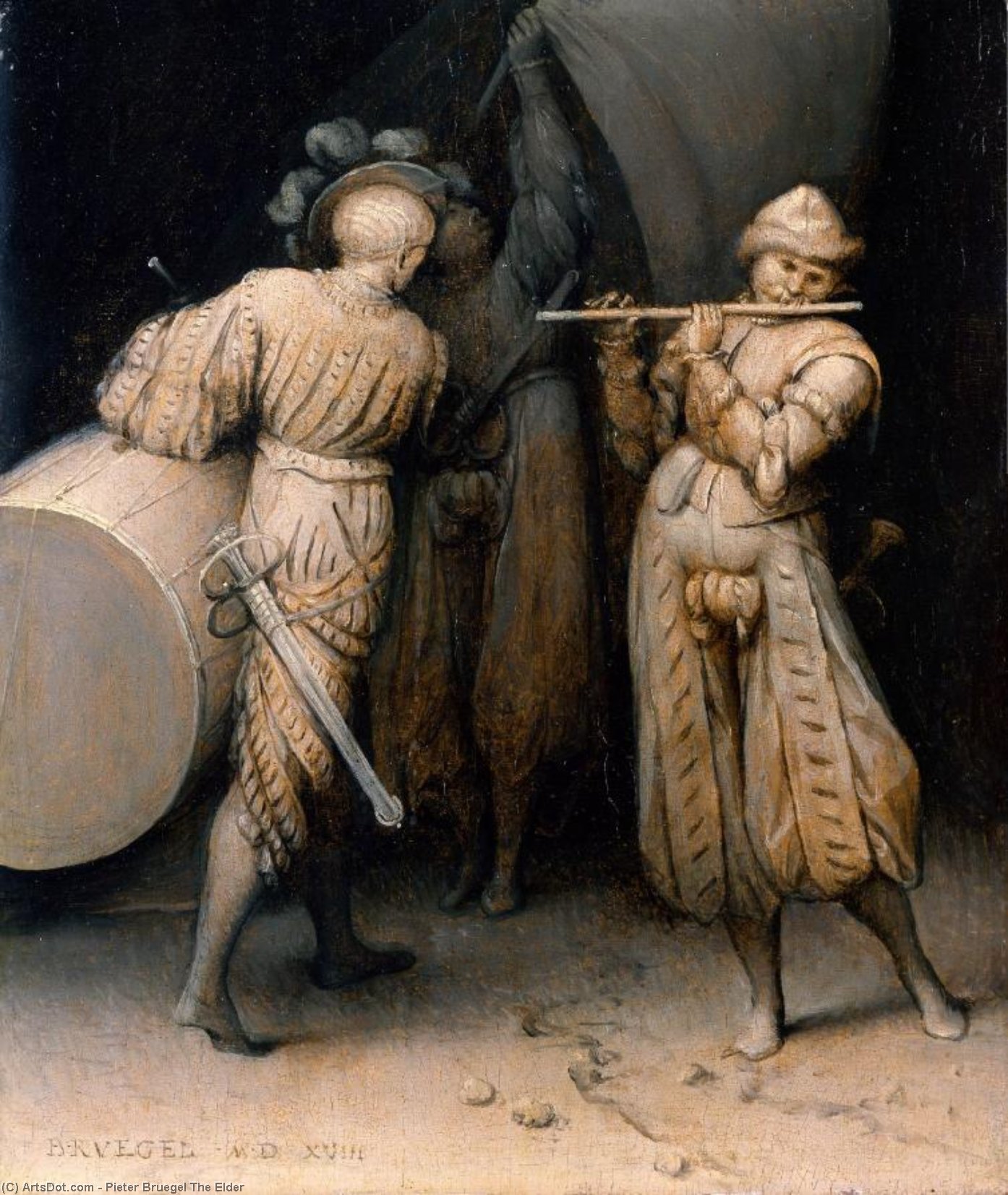 Wikioo.org – La Enciclopedia de las Bellas Artes - Pintura, Obras de arte de Pieter Bruegel The Elder - tres soldados