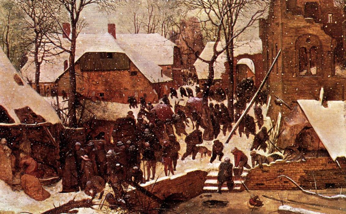 WikiOO.org – 美術百科全書 - 繪畫，作品 Pieter Bruegel The Elder -  的  崇拜  的 kings 在  的  雪