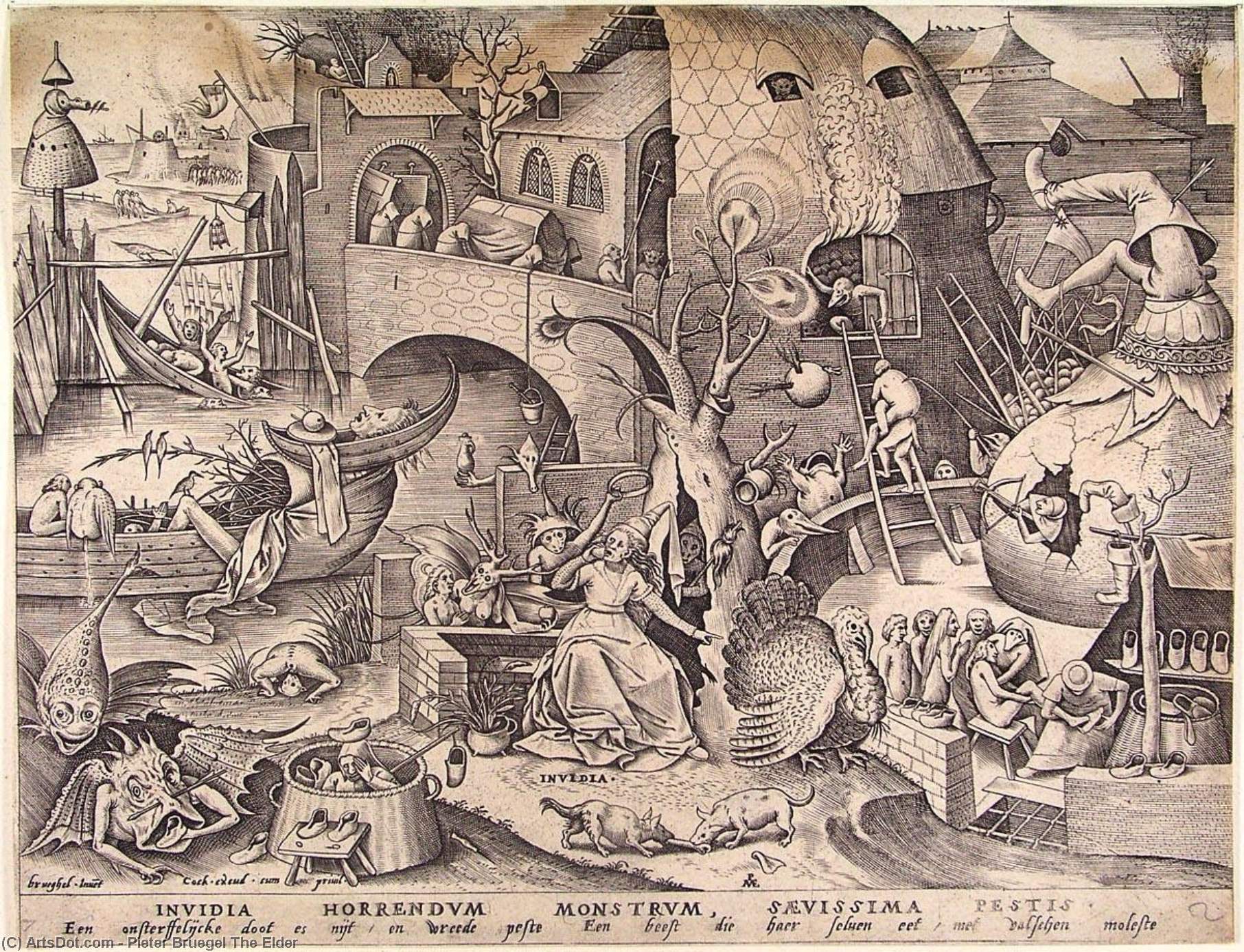WikiOO.org - Encyclopedia of Fine Arts - Lukisan, Artwork Pieter Bruegel The Elder - Envy