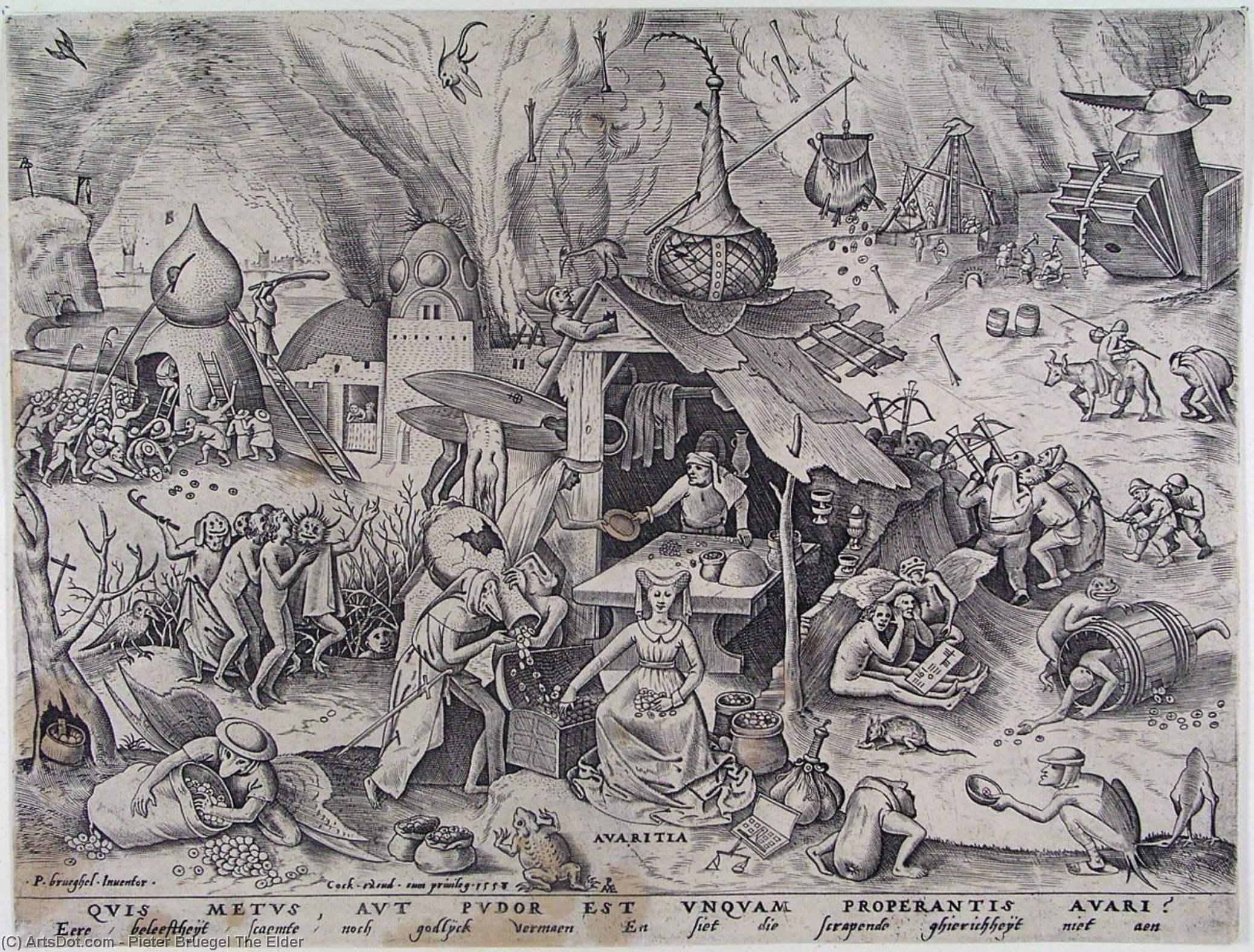 Wikioo.org - Bách khoa toàn thư về mỹ thuật - Vẽ tranh, Tác phẩm nghệ thuật Pieter Bruegel The Elder - Greed