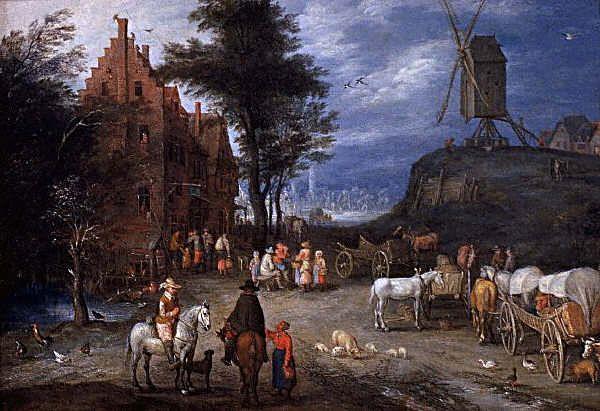 WikiOO.org - Encyclopedia of Fine Arts - Schilderen, Artwork Pieter Bruegel The Elder - Village street