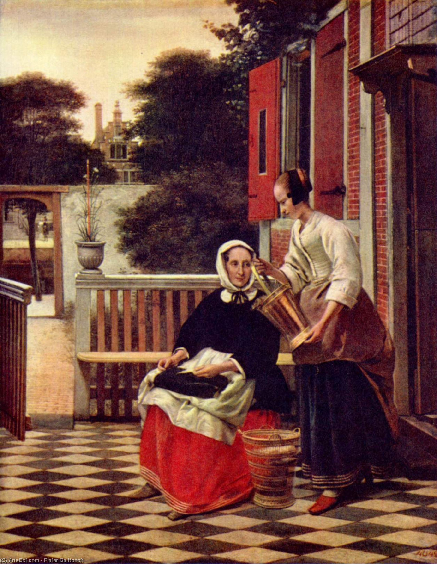 WikiOO.org - Enciklopedija dailės - Tapyba, meno kuriniai Pieter De Hooch - A Mistress and her Maid