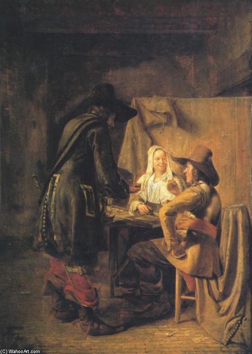 WikiOO.org - Encyclopedia of Fine Arts - Maalaus, taideteos Pieter De Hooch - Tric Trac Spieler