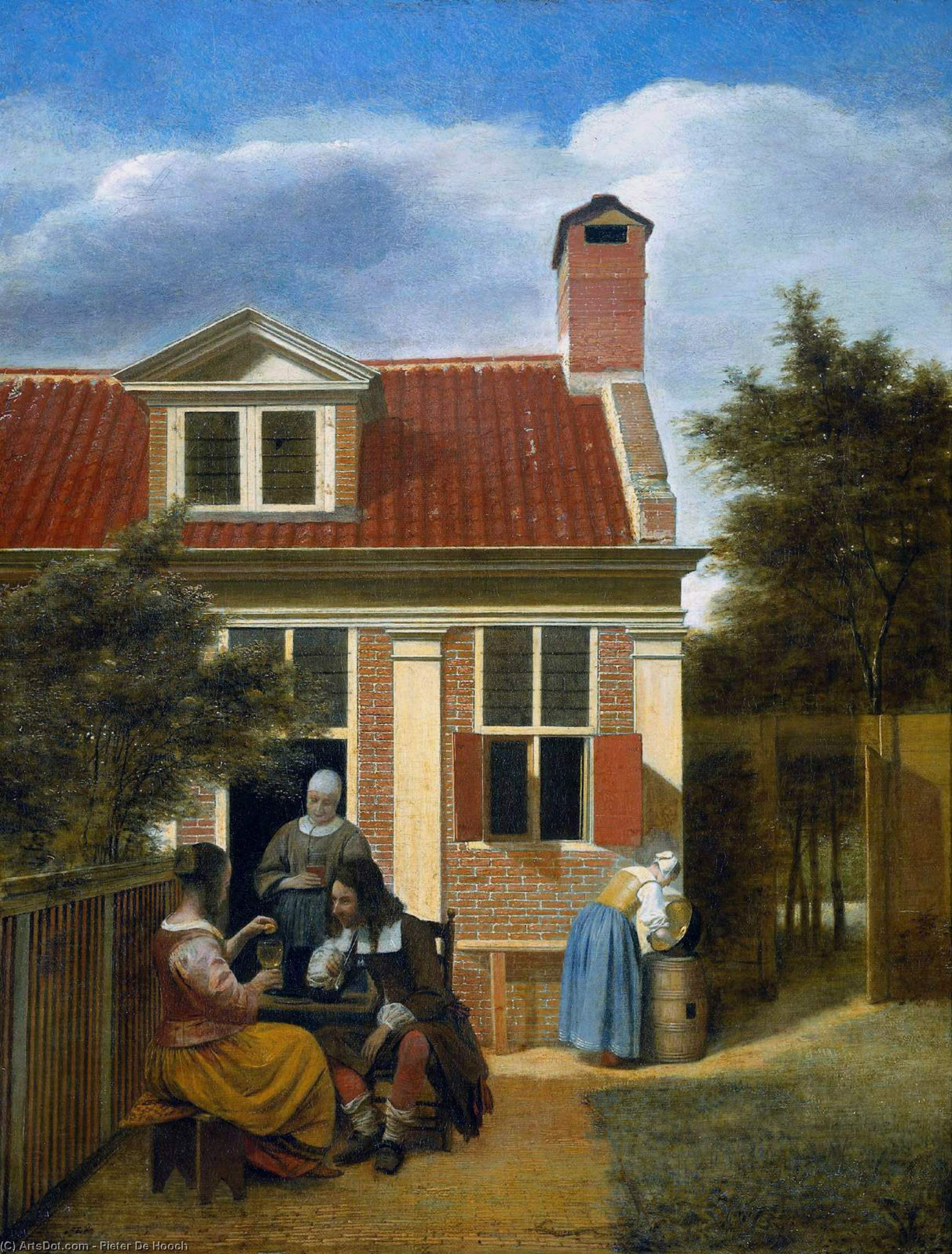 Wikioo.org - The Encyclopedia of Fine Arts - Painting, Artwork by Pieter De Hooch - Company in garden