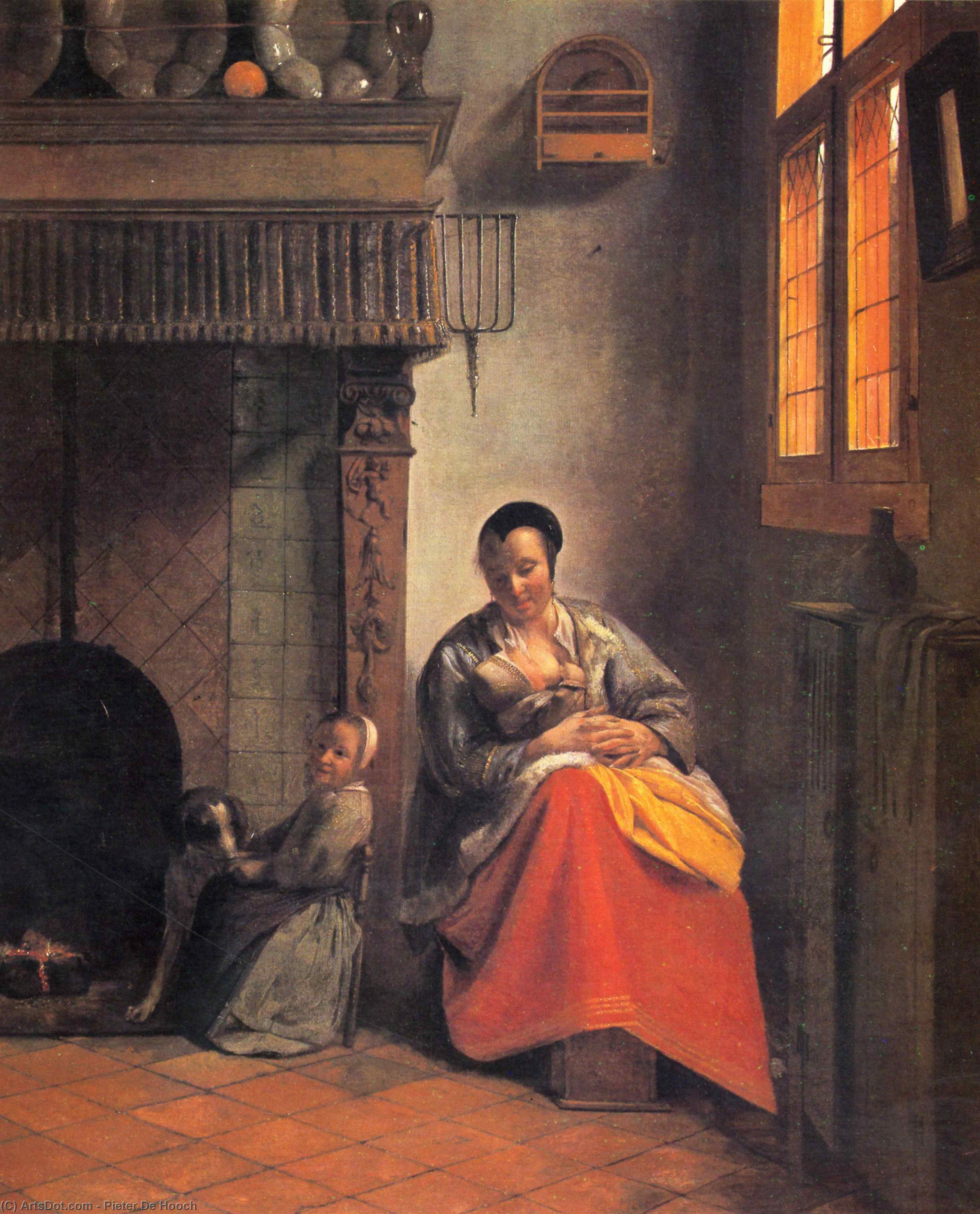 WikiOO.org - 백과 사전 - 회화, 삽화 Pieter De Hooch - Nursing mother