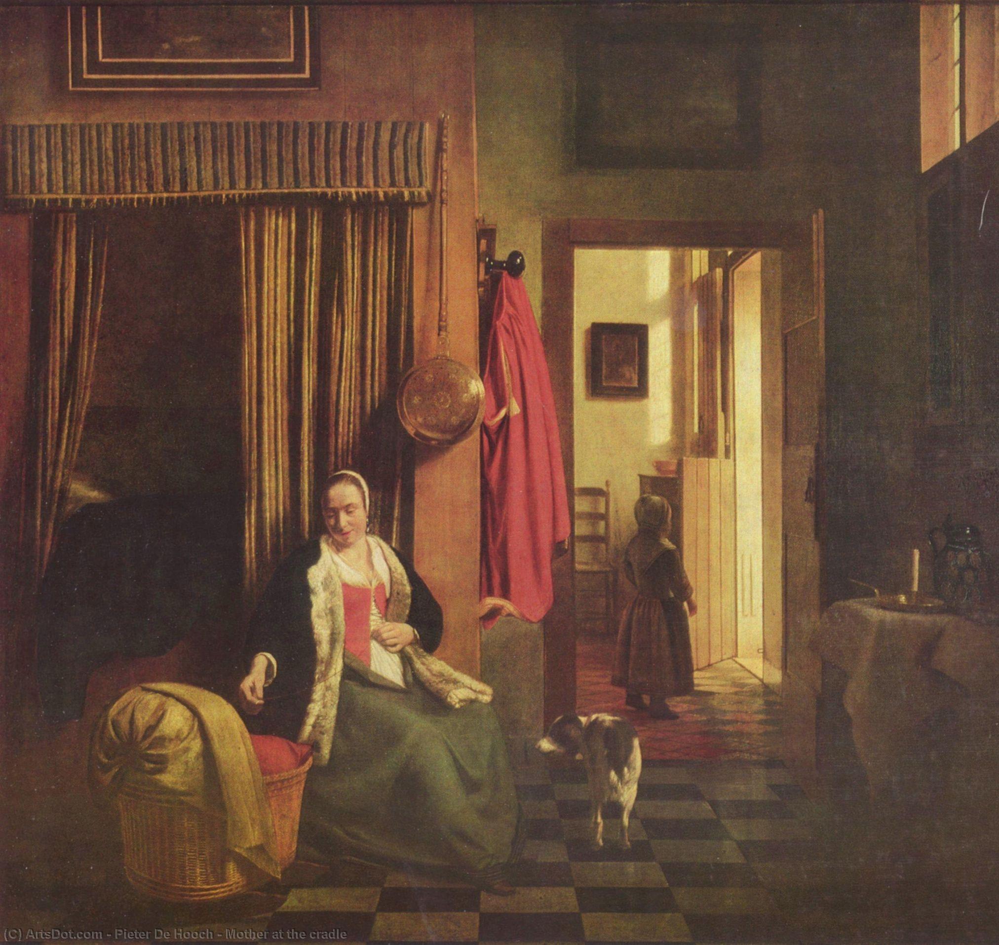 WikiOO.org – 美術百科全書 - 繪畫，作品 Pieter De Hooch - 母亲 在  的  摇篮