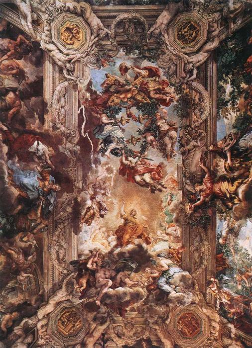 Wikioo.org - The Encyclopedia of Fine Arts - Painting, Artwork by Pietro Da Cortona - Allegory of Divine Providence and Barberini Power
