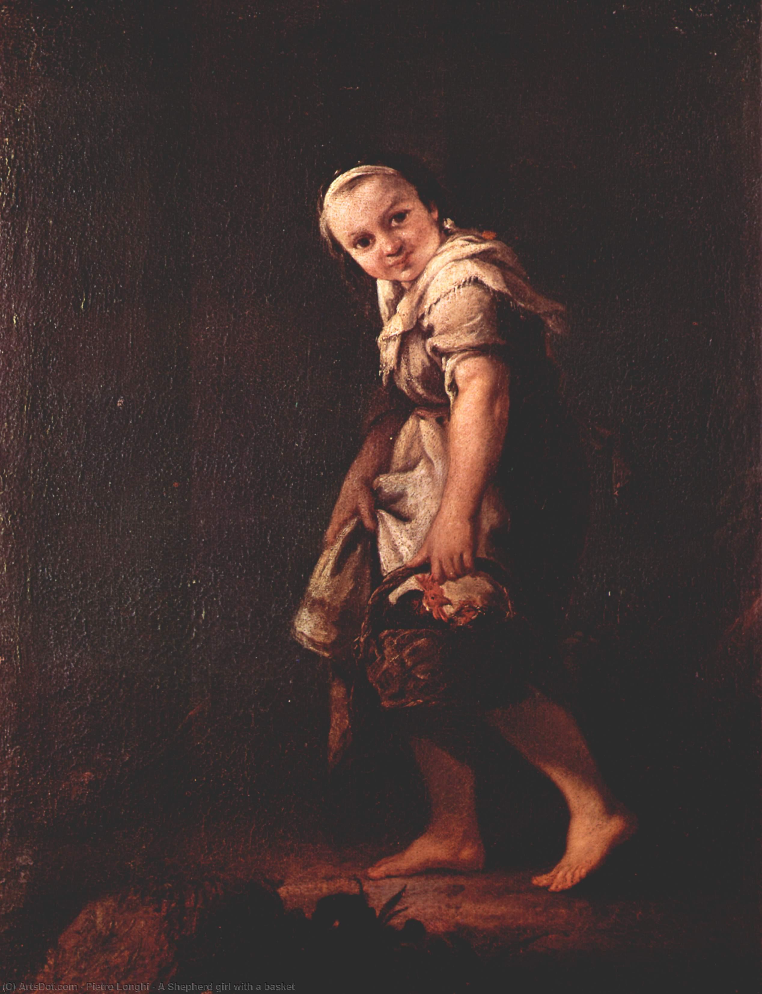 WikiOO.org - Енциклопедия за изящни изкуства - Живопис, Произведения на изкуството Pietro Longhi - A Shepherd girl with a basket
