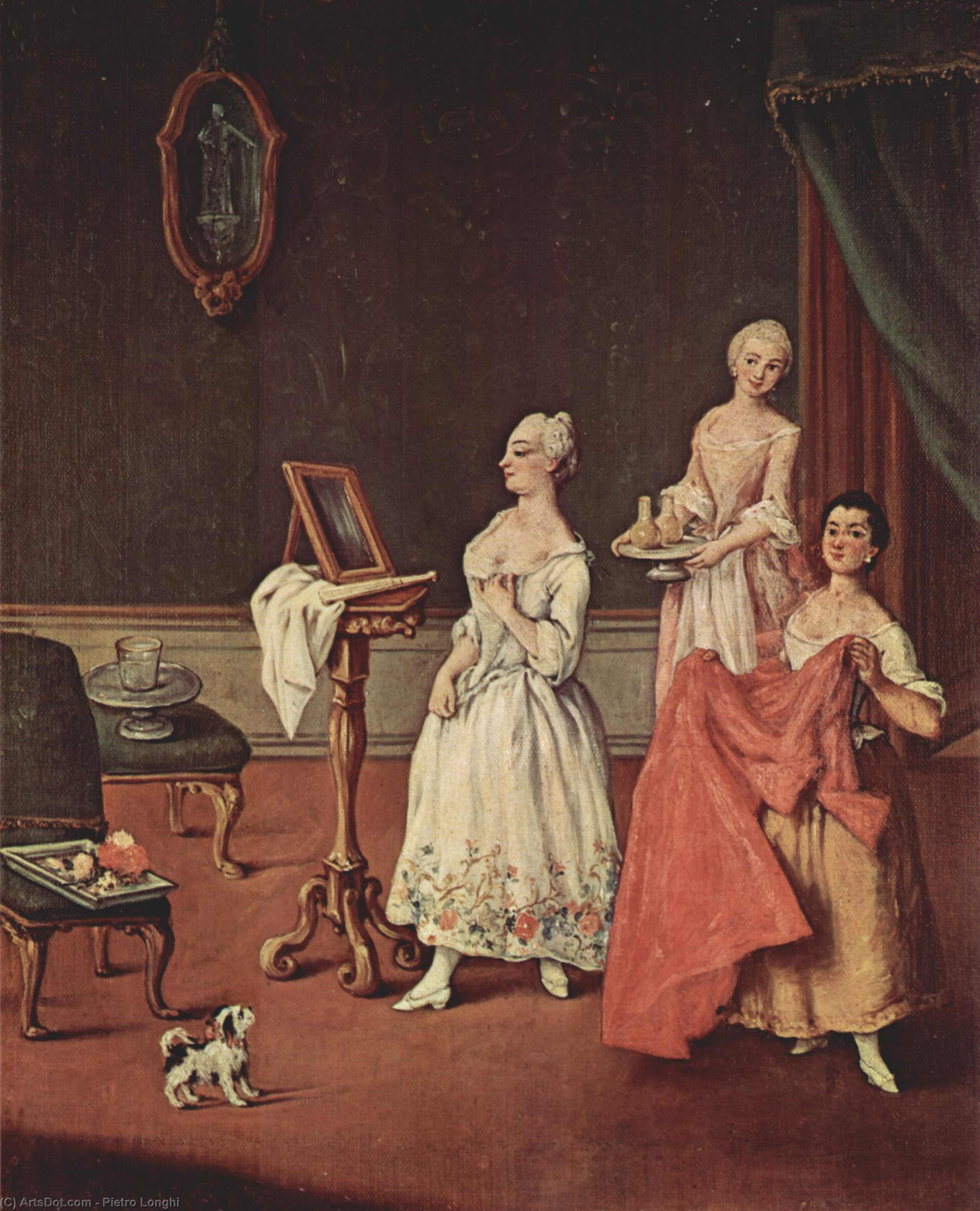 Wikioo.org - The Encyclopedia of Fine Arts - Painting, Artwork by Pietro Longhi - Lady at her Toilette