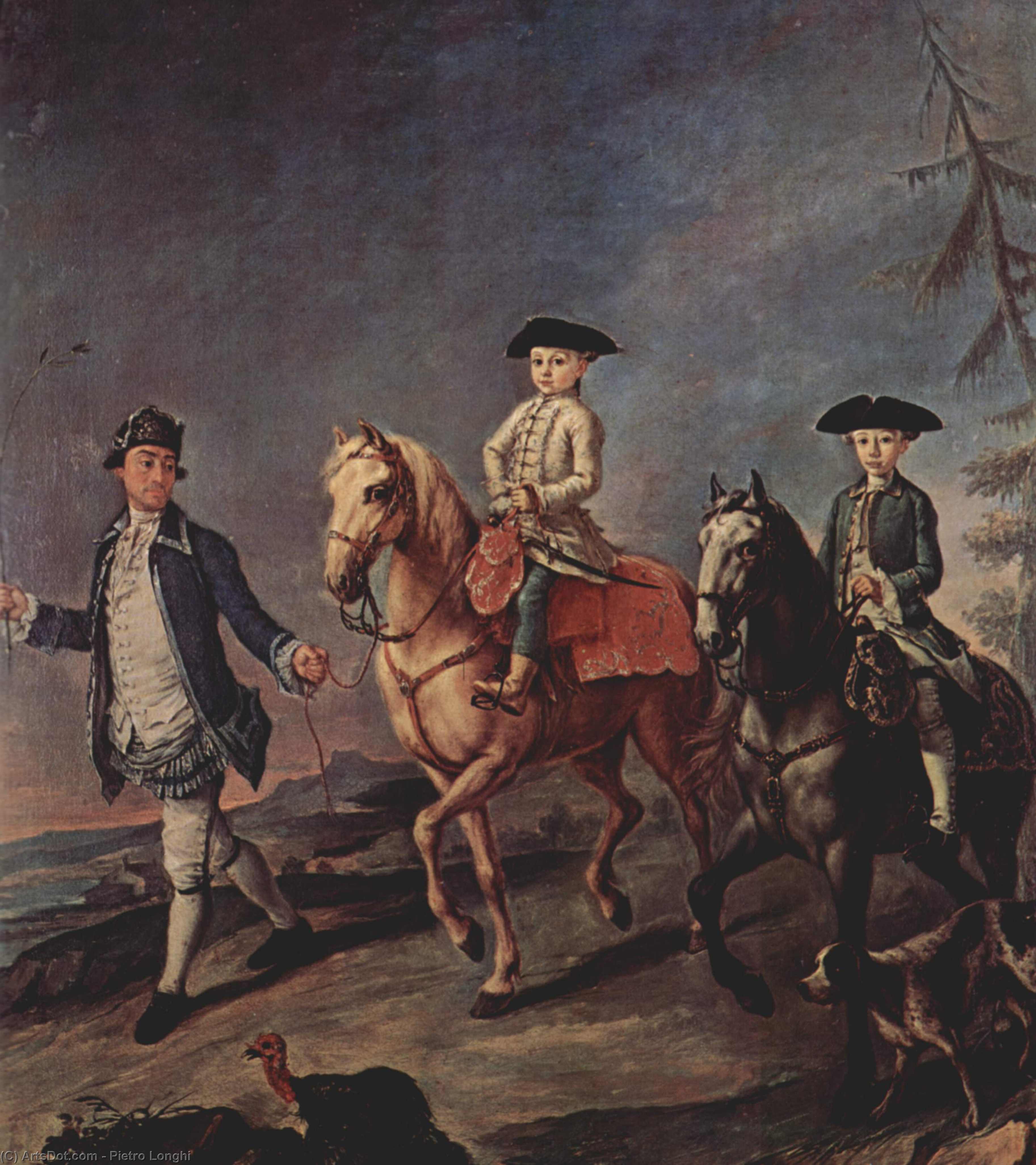 Wikioo.org - The Encyclopedia of Fine Arts - Painting, Artwork by Pietro Longhi - A Walk On Horseback