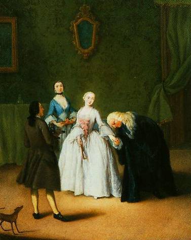 WikiOO.org - Encyclopedia of Fine Arts - Schilderen, Artwork Pietro Longhi - A nobleman kissing lady's hand