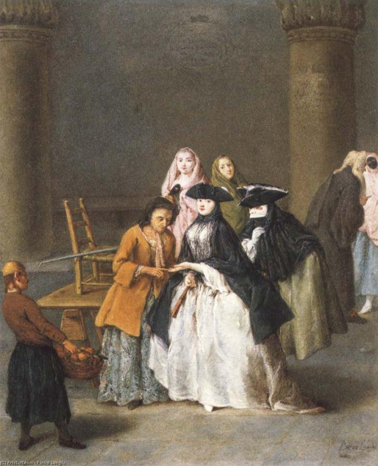 Wikioo.org - The Encyclopedia of Fine Arts - Painting, Artwork by Pietro Longhi - A Fortune Teller at Venice