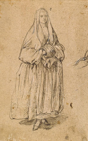 WikiOO.org - Енциклопедия за изящни изкуства - Живопис, Произведения на изкуството Pietro Longhi - Standing Woman Holding a Muff Facing Right