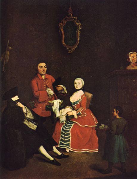 WikiOO.org - Encyclopedia of Fine Arts - Maleri, Artwork Pietro Longhi - The Masked Visitor