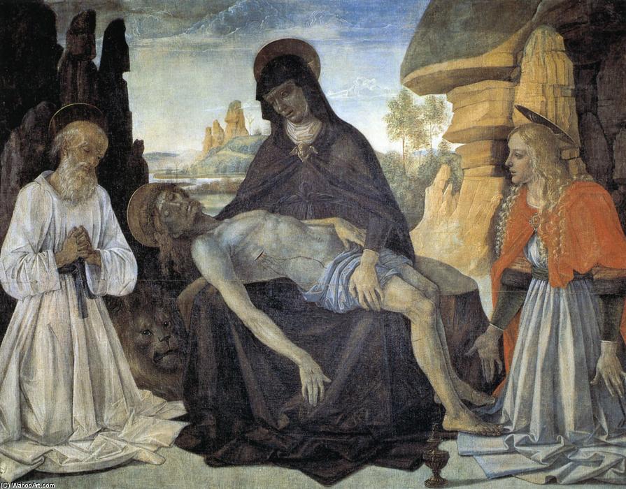 Wikioo.org - The Encyclopedia of Fine Arts - Painting, Artwork by Vannucci Pietro (Le Perugin) - Pieta with St. Jerome and Santa Maria Magdalena