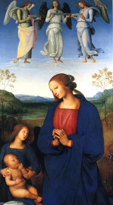 Wikioo.org - The Encyclopedia of Fine Arts - Painting, Artwork by Vannucci Pietro (Le Perugin) - The Virgin and Child with an Angel