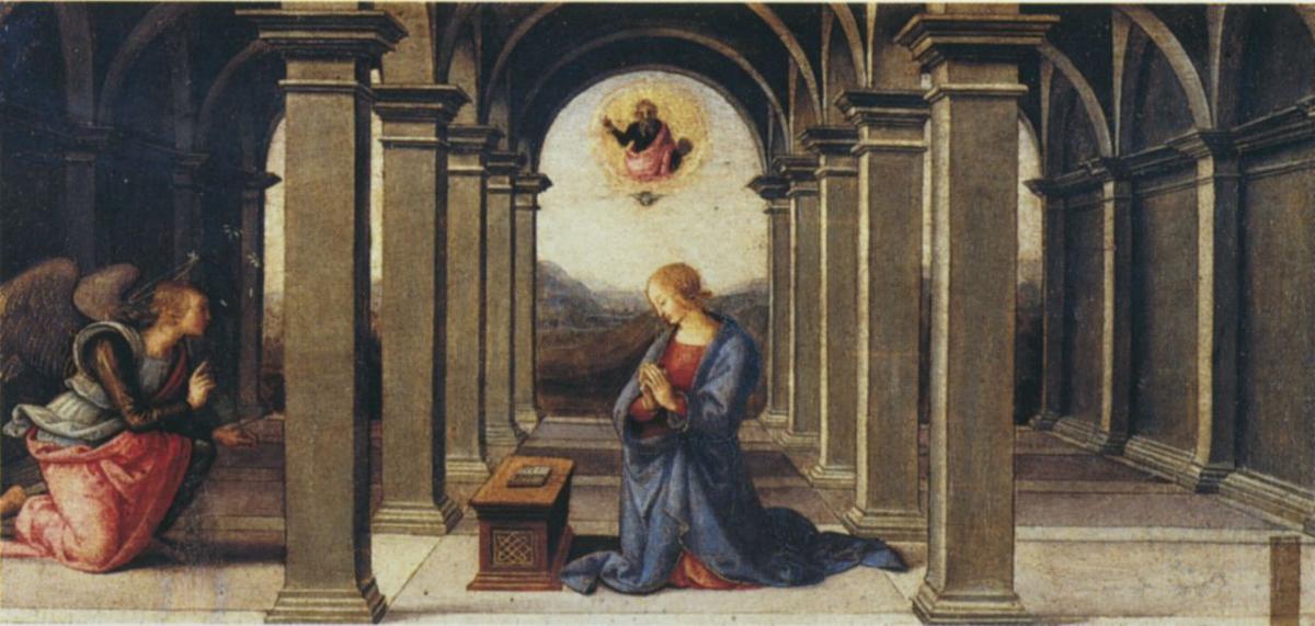 Wikioo.org - Bách khoa toàn thư về mỹ thuật - Vẽ tranh, Tác phẩm nghệ thuật Vannucci Pietro (Le Perugin) - Pala di Fano (Annunciation)