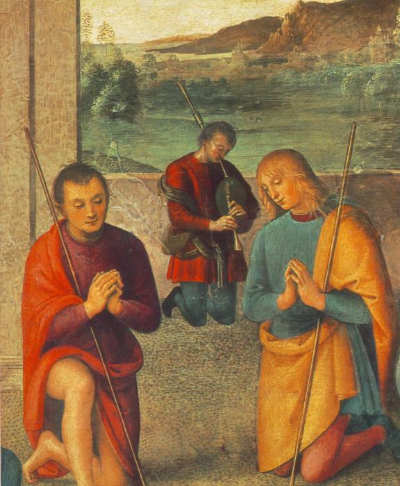 Wikioo.org – L'Enciclopedia delle Belle Arti - Pittura, Opere di Vannucci Pietro (Le Perugin) - Il Presepio (particolare 1)