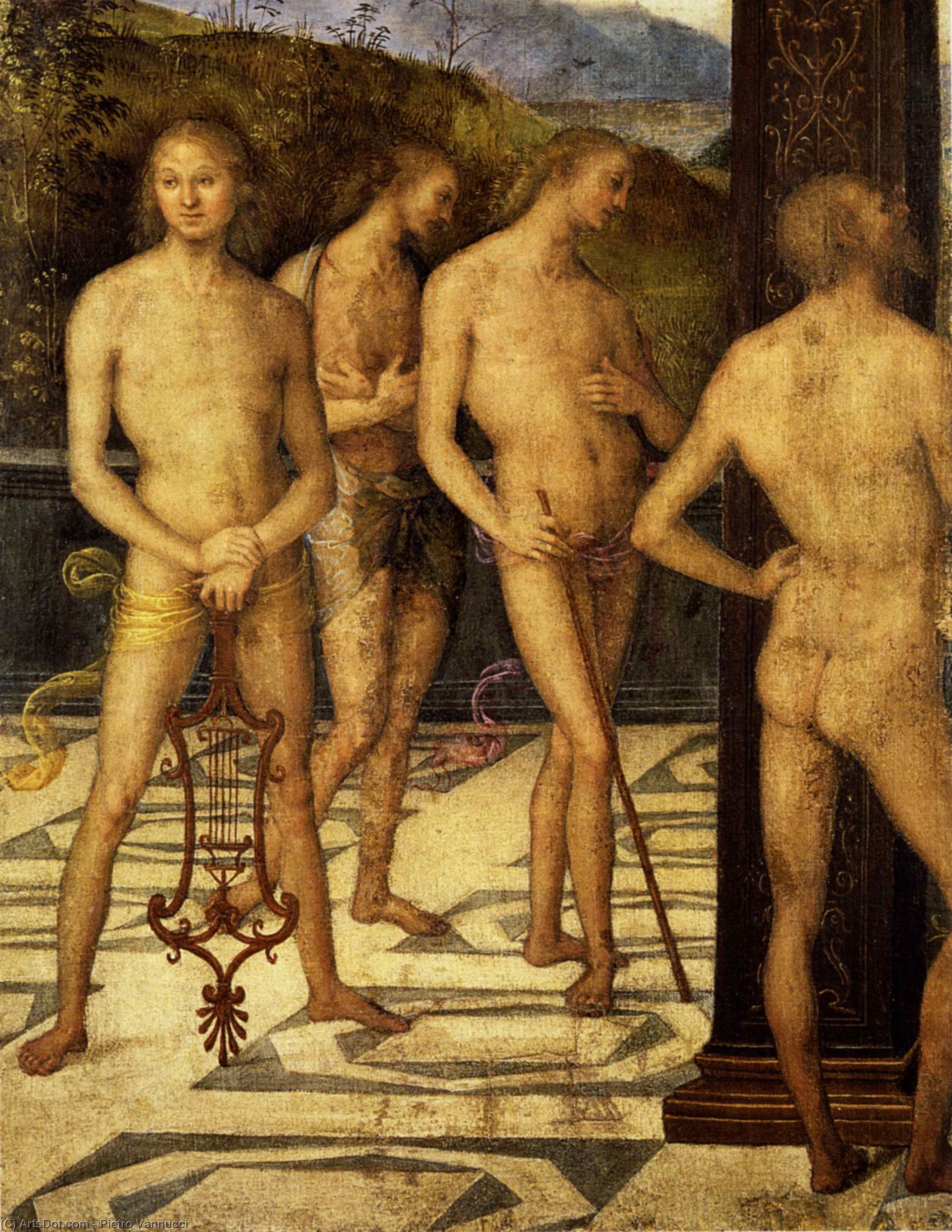 Wikioo.org – La Enciclopedia de las Bellas Artes - Pintura, Obras de arte de Vannucci Pietro (Le Perugin) - cuatro desnudo