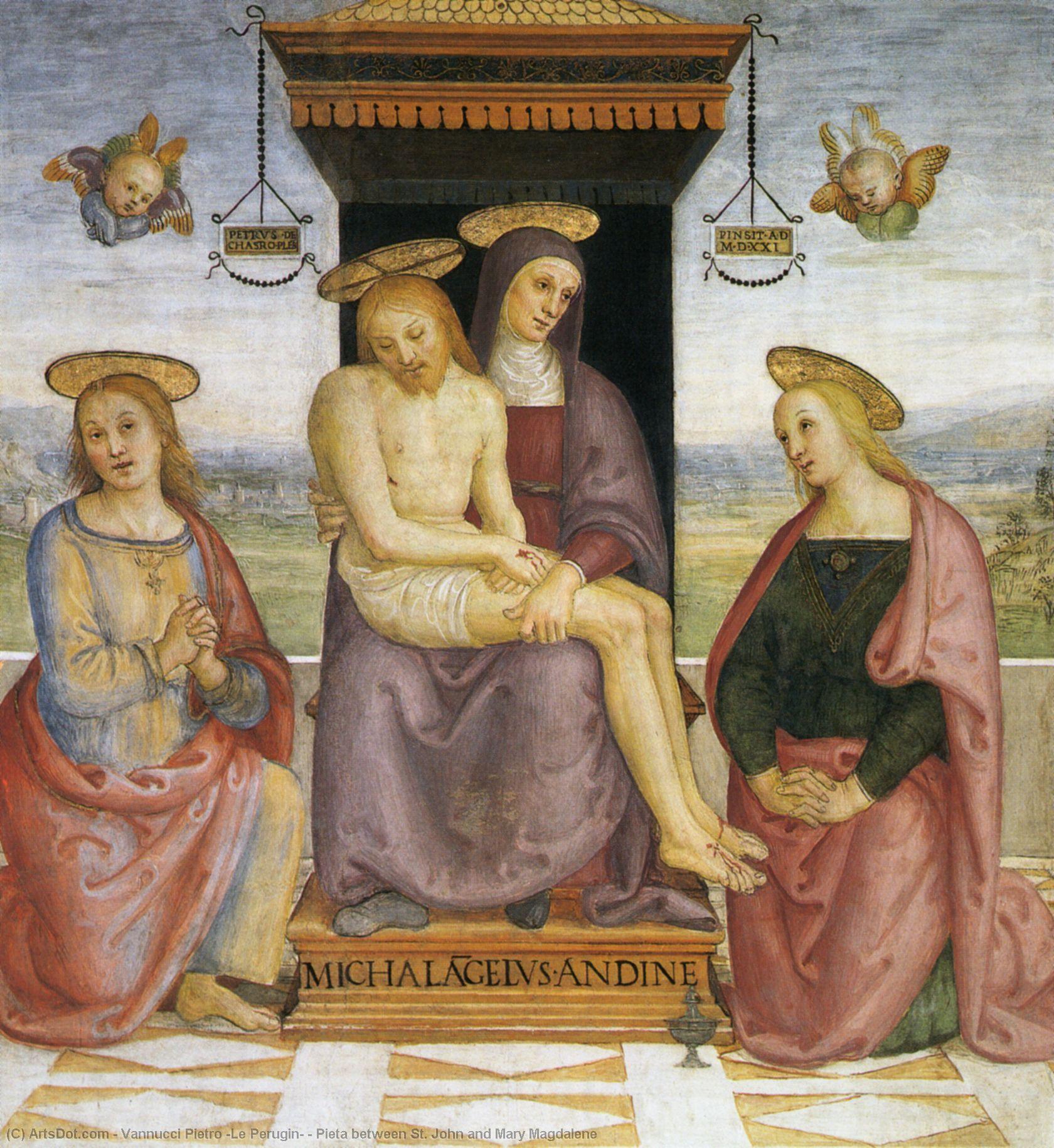 WikiOO.org - Енциклопедия за изящни изкуства - Живопис, Произведения на изкуството Vannucci Pietro (Le Perugin) - Pieta between St. John and Mary Magdalene