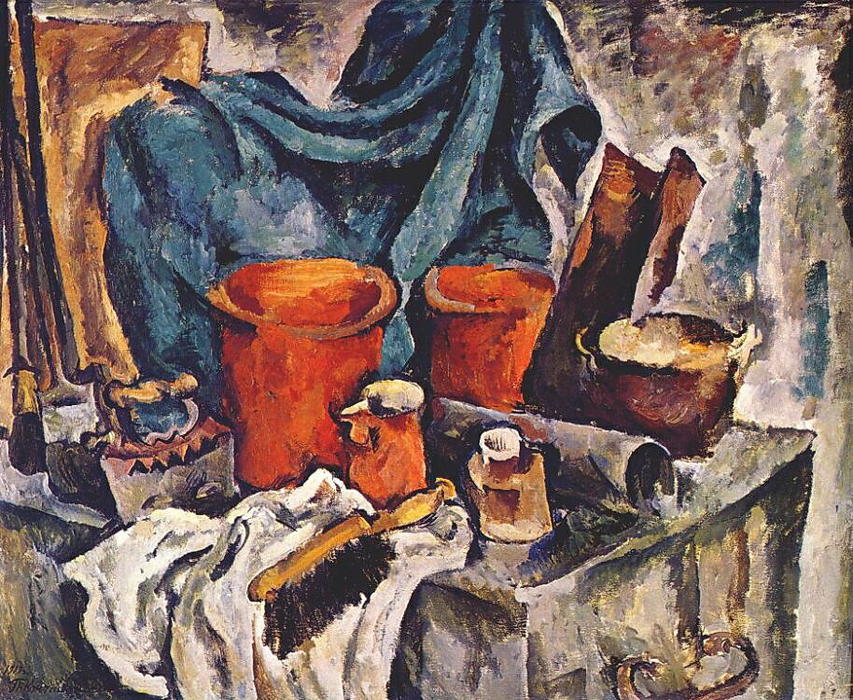 WikiOO.org - Encyclopedia of Fine Arts - Malba, Artwork Pyotr Konchalovsky - Chest and pottery