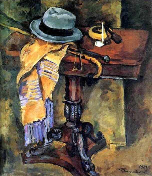 Wikioo.org - The Encyclopedia of Fine Arts - Painting, Artwork by Pyotr Konchalovsky - Still Life. Table with a hat.