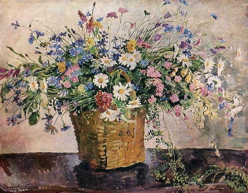 Wikioo.org - The Encyclopedia of Fine Arts - Painting, Artwork by Pyotr Konchalovsky - Still Life. Wildflowers.